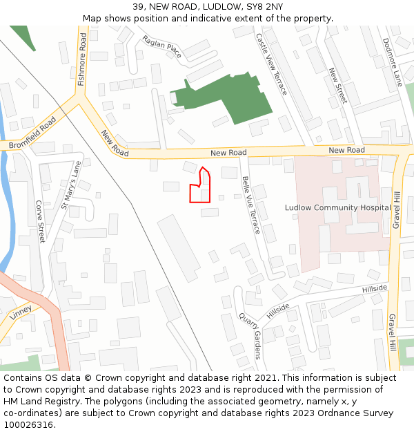 39, NEW ROAD, LUDLOW, SY8 2NY: Location map and indicative extent of plot