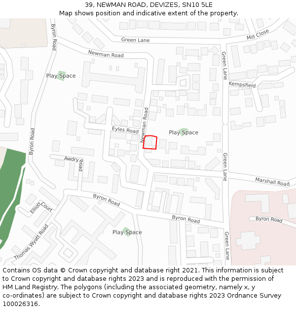 39, NEWMAN ROAD, DEVIZES, SN10 5LE: Location map and indicative extent of plot