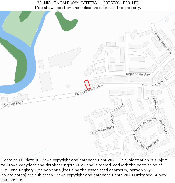39, NIGHTINGALE WAY, CATTERALL, PRESTON, PR3 1TQ: Location map and indicative extent of plot