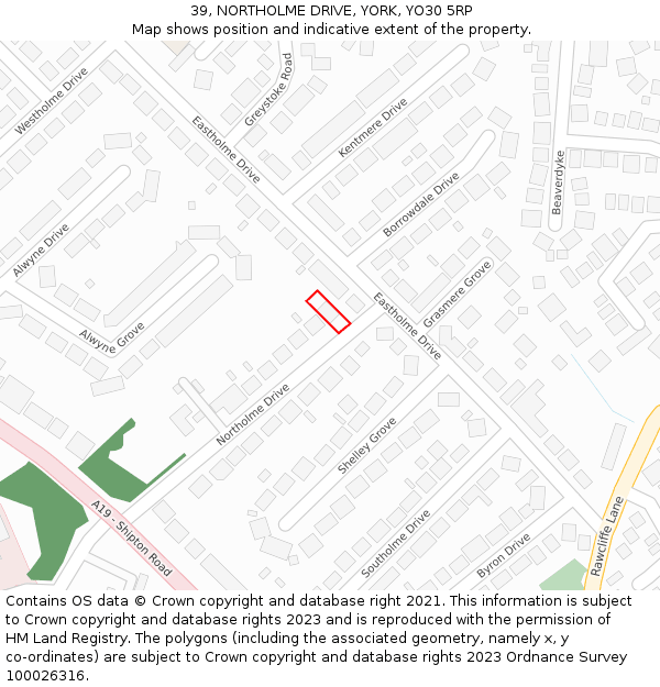 39, NORTHOLME DRIVE, YORK, YO30 5RP: Location map and indicative extent of plot