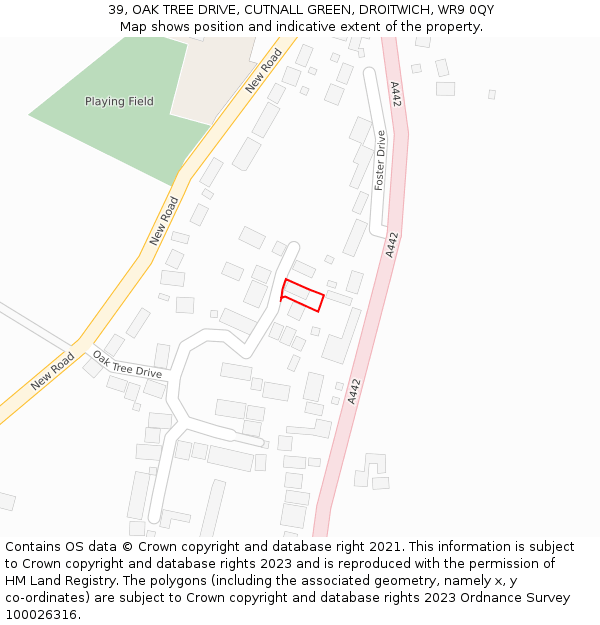 39, OAK TREE DRIVE, CUTNALL GREEN, DROITWICH, WR9 0QY: Location map and indicative extent of plot