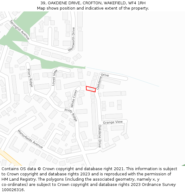 39, OAKDENE DRIVE, CROFTON, WAKEFIELD, WF4 1RH: Location map and indicative extent of plot