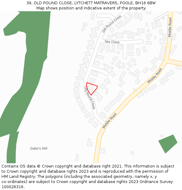 39, OLD POUND CLOSE, LYTCHETT MATRAVERS, POOLE, BH16 6BW: Location map and indicative extent of plot