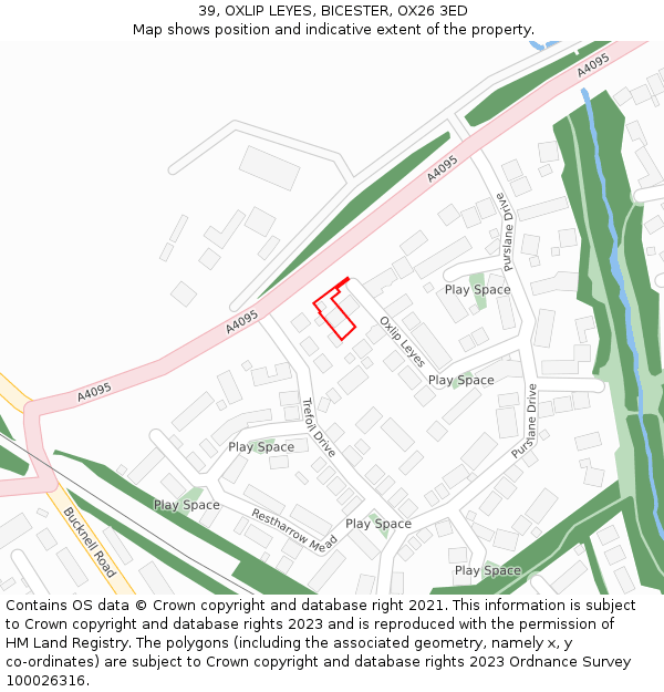 39, OXLIP LEYES, BICESTER, OX26 3ED: Location map and indicative extent of plot