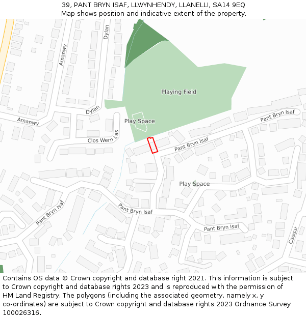 39, PANT BRYN ISAF, LLWYNHENDY, LLANELLI, SA14 9EQ: Location map and indicative extent of plot