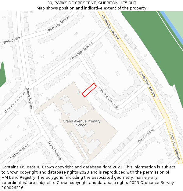 39, PARKSIDE CRESCENT, SURBITON, KT5 9HT: Location map and indicative extent of plot