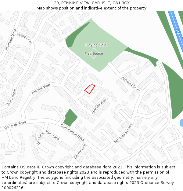 39, PENNINE VIEW, CARLISLE, CA1 3GX: Location map and indicative extent of plot