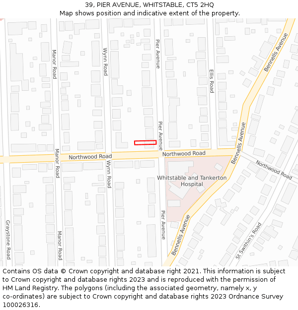 39, PIER AVENUE, WHITSTABLE, CT5 2HQ: Location map and indicative extent of plot