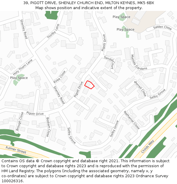 39, PIGOTT DRIVE, SHENLEY CHURCH END, MILTON KEYNES, MK5 6BX: Location map and indicative extent of plot