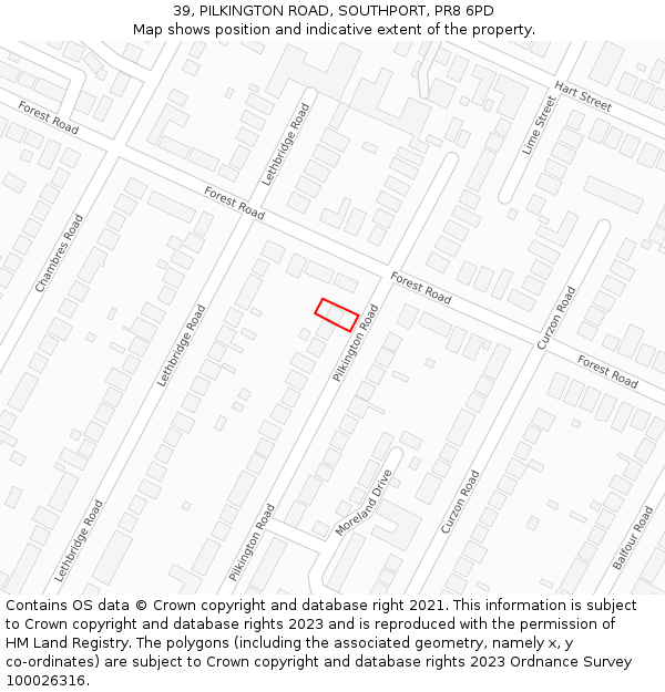 39, PILKINGTON ROAD, SOUTHPORT, PR8 6PD: Location map and indicative extent of plot