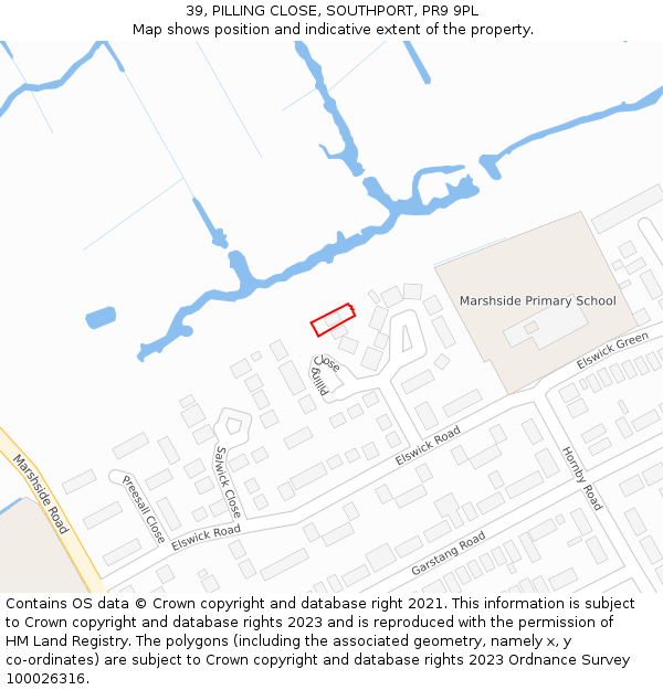 39, PILLING CLOSE, SOUTHPORT, PR9 9PL: Location map and indicative extent of plot