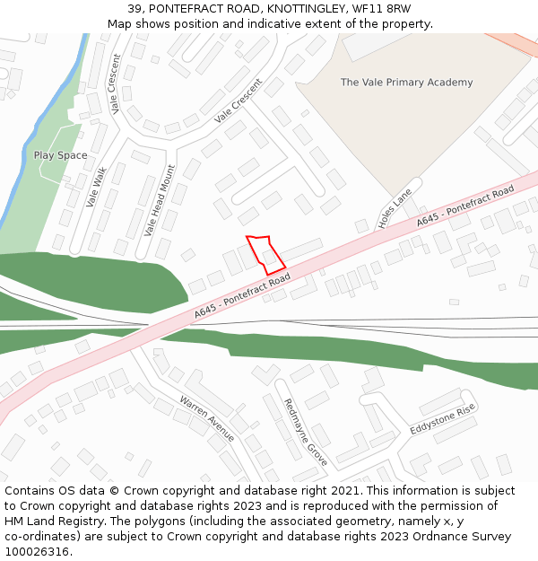 39, PONTEFRACT ROAD, KNOTTINGLEY, WF11 8RW: Location map and indicative extent of plot