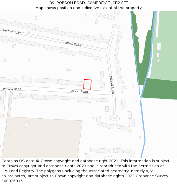 39, PORSON ROAD, CAMBRIDGE, CB2 8ET: Location map and indicative extent of plot