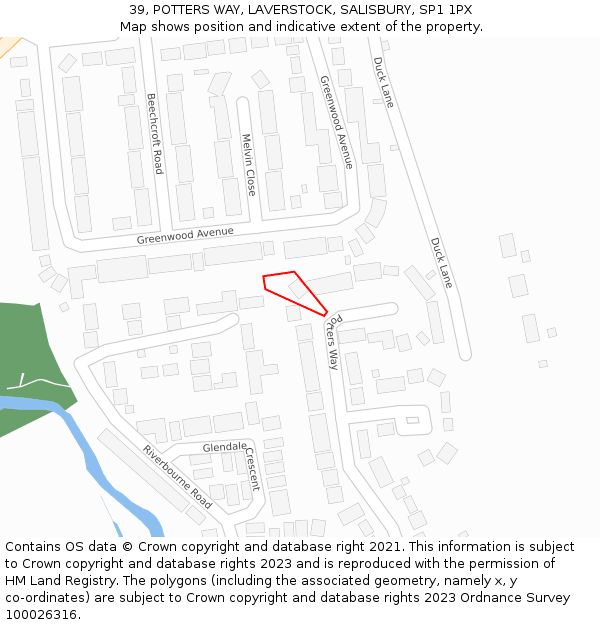 39, POTTERS WAY, LAVERSTOCK, SALISBURY, SP1 1PX: Location map and indicative extent of plot