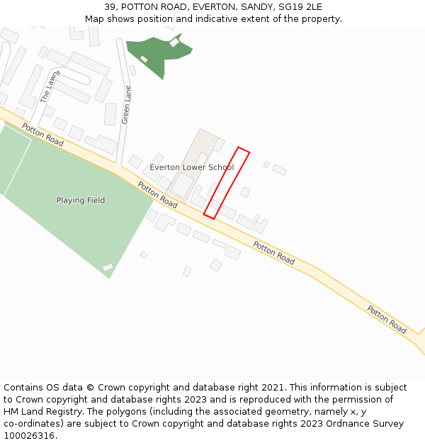 39, POTTON ROAD, EVERTON, SANDY, SG19 2LE: Location map and indicative extent of plot