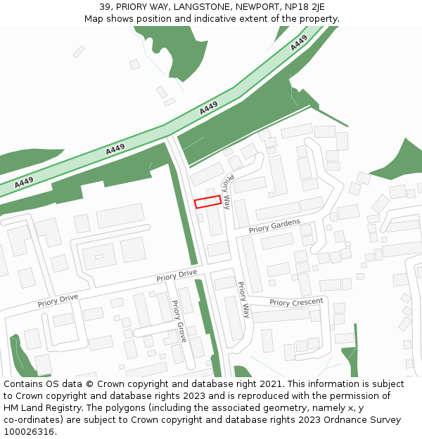 39, PRIORY WAY, LANGSTONE, NEWPORT, NP18 2JE: Location map and indicative extent of plot