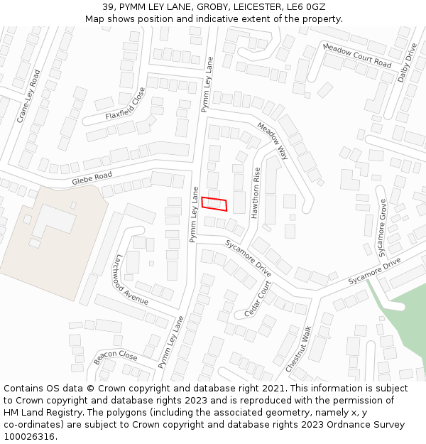 39, PYMM LEY LANE, GROBY, LEICESTER, LE6 0GZ: Location map and indicative extent of plot