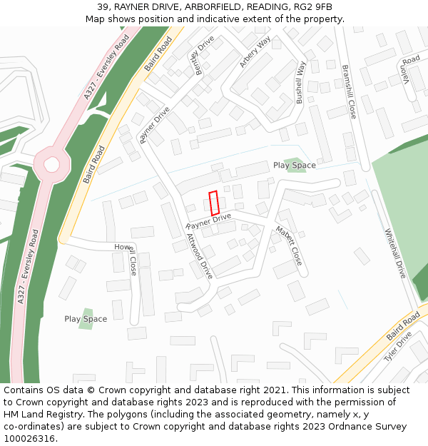 39, RAYNER DRIVE, ARBORFIELD, READING, RG2 9FB: Location map and indicative extent of plot