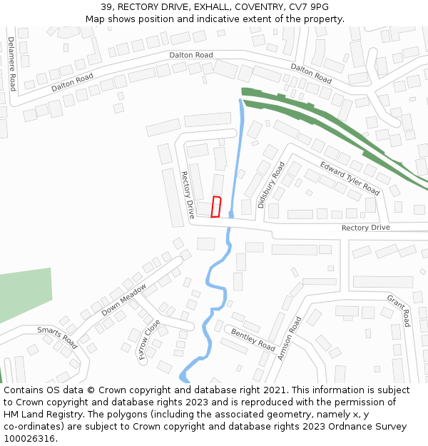 39, RECTORY DRIVE, EXHALL, COVENTRY, CV7 9PG: Location map and indicative extent of plot