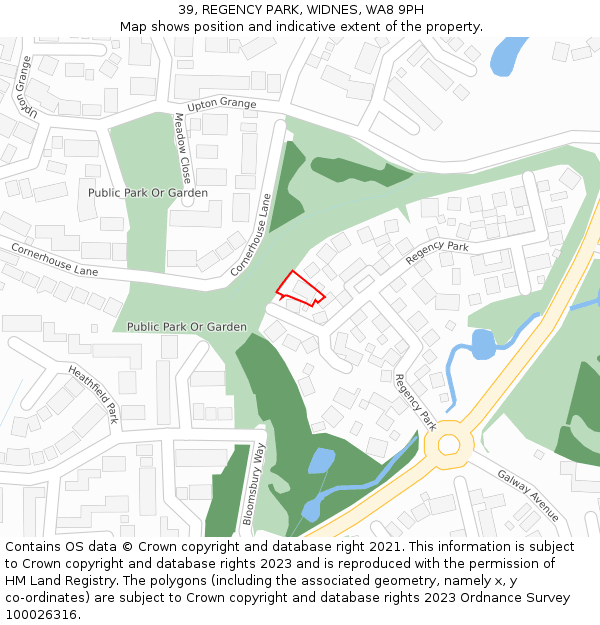 39, REGENCY PARK, WIDNES, WA8 9PH: Location map and indicative extent of plot