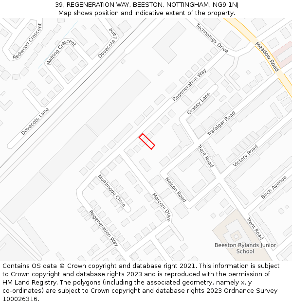 39, REGENERATION WAY, BEESTON, NOTTINGHAM, NG9 1NJ: Location map and indicative extent of plot