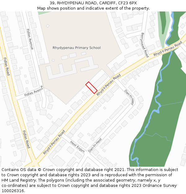 39, RHYDYPENAU ROAD, CARDIFF, CF23 6PX: Location map and indicative extent of plot