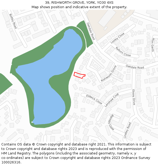 39, RISHWORTH GROVE, YORK, YO30 4XS: Location map and indicative extent of plot