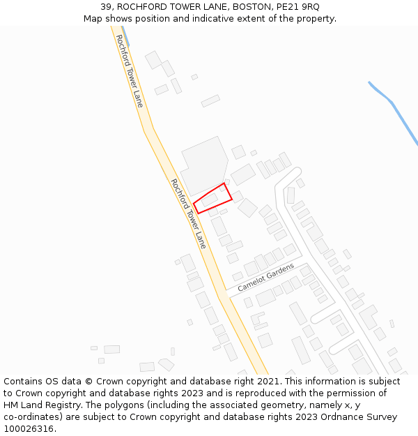 39, ROCHFORD TOWER LANE, BOSTON, PE21 9RQ: Location map and indicative extent of plot