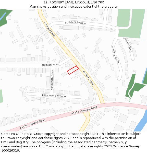 39, ROOKERY LANE, LINCOLN, LN6 7PX: Location map and indicative extent of plot