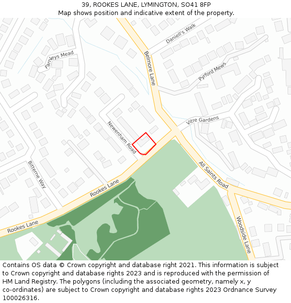 39, ROOKES LANE, LYMINGTON, SO41 8FP: Location map and indicative extent of plot