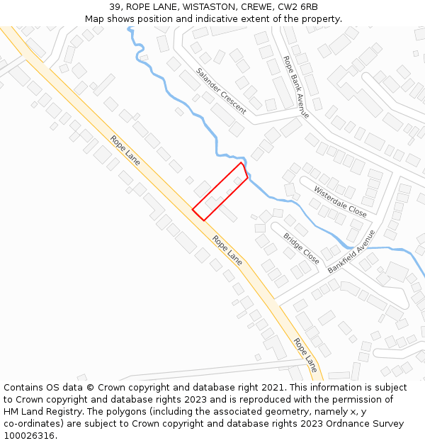 39, ROPE LANE, WISTASTON, CREWE, CW2 6RB: Location map and indicative extent of plot