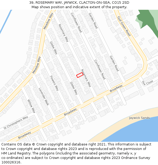39, ROSEMARY WAY, JAYWICK, CLACTON-ON-SEA, CO15 2SD: Location map and indicative extent of plot