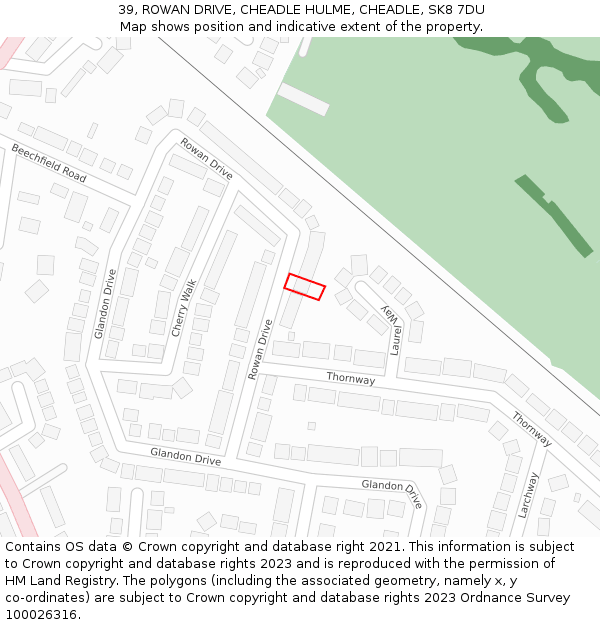 39, ROWAN DRIVE, CHEADLE HULME, CHEADLE, SK8 7DU: Location map and indicative extent of plot