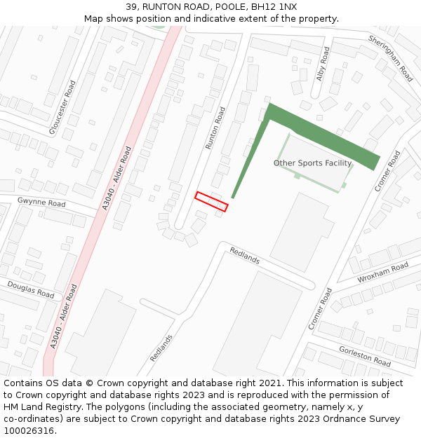 39, RUNTON ROAD, POOLE, BH12 1NX: Location map and indicative extent of plot