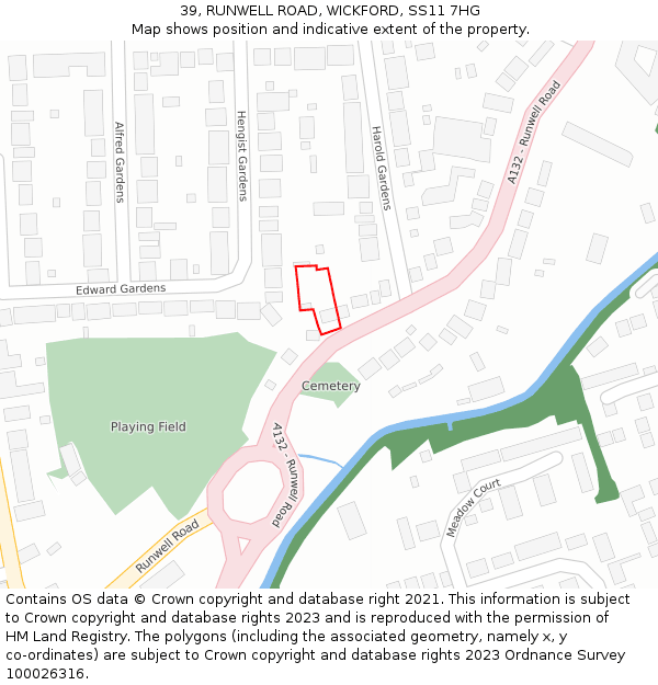 39, RUNWELL ROAD, WICKFORD, SS11 7HG: Location map and indicative extent of plot