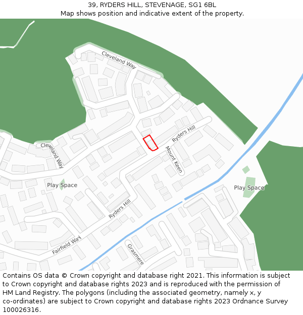 39, RYDERS HILL, STEVENAGE, SG1 6BL: Location map and indicative extent of plot