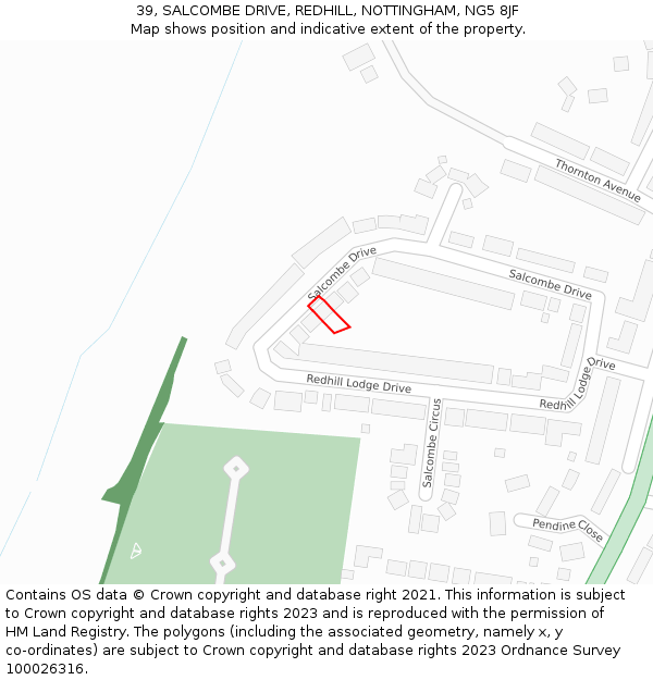 39, SALCOMBE DRIVE, REDHILL, NOTTINGHAM, NG5 8JF: Location map and indicative extent of plot