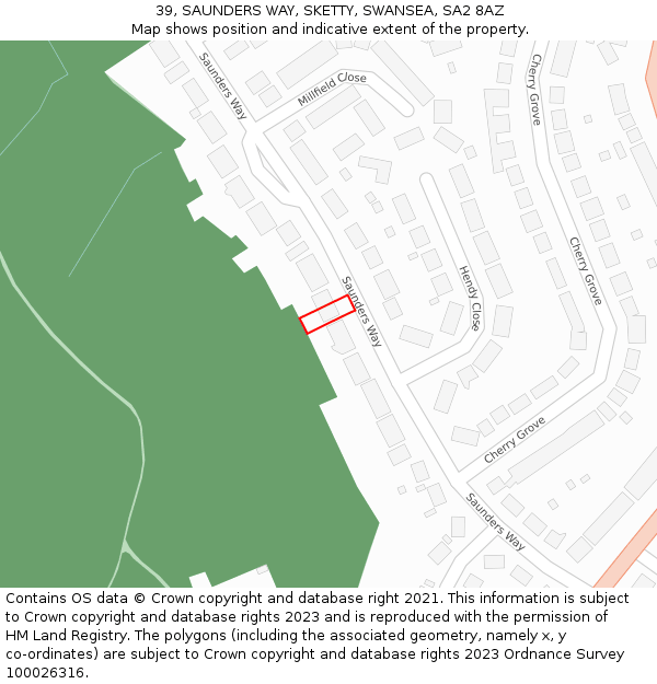 39, SAUNDERS WAY, SKETTY, SWANSEA, SA2 8AZ: Location map and indicative extent of plot