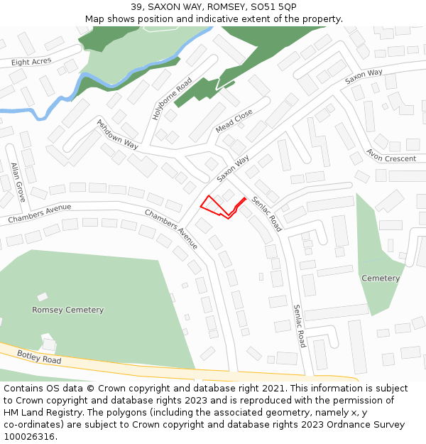 39, SAXON WAY, ROMSEY, SO51 5QP: Location map and indicative extent of plot