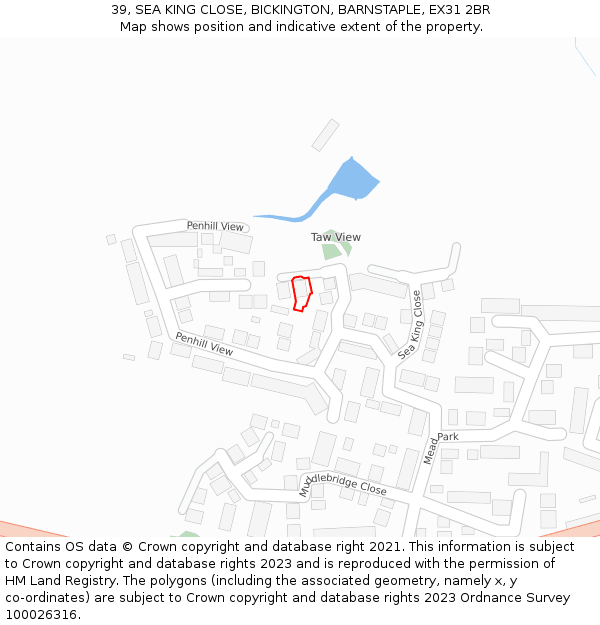 39, SEA KING CLOSE, BICKINGTON, BARNSTAPLE, EX31 2BR: Location map and indicative extent of plot