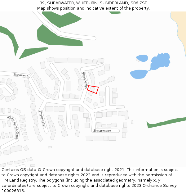 39, SHEARWATER, WHITBURN, SUNDERLAND, SR6 7SF: Location map and indicative extent of plot