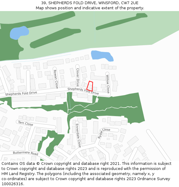39, SHEPHERDS FOLD DRIVE, WINSFORD, CW7 2UE: Location map and indicative extent of plot