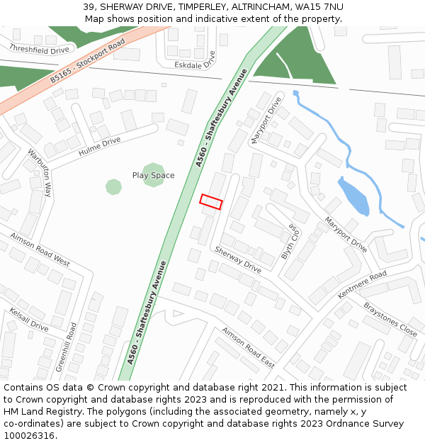 39, SHERWAY DRIVE, TIMPERLEY, ALTRINCHAM, WA15 7NU: Location map and indicative extent of plot