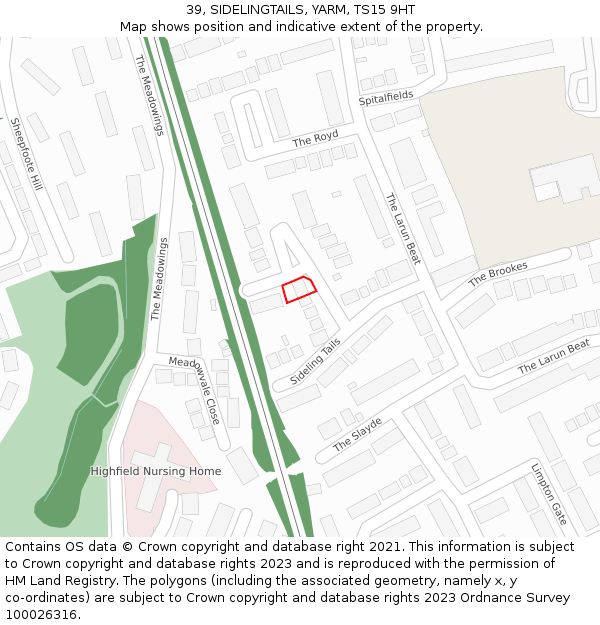 39, SIDELINGTAILS, YARM, TS15 9HT: Location map and indicative extent of plot