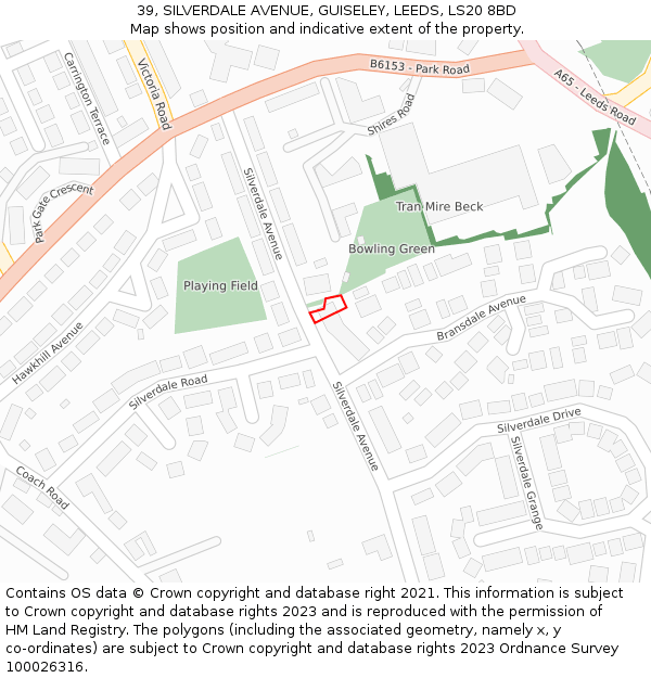 39, SILVERDALE AVENUE, GUISELEY, LEEDS, LS20 8BD: Location map and indicative extent of plot