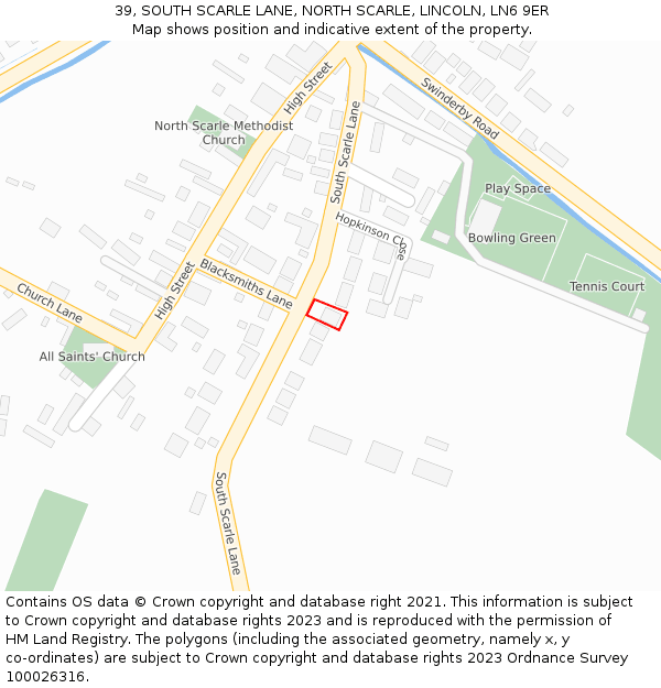 39, SOUTH SCARLE LANE, NORTH SCARLE, LINCOLN, LN6 9ER: Location map and indicative extent of plot