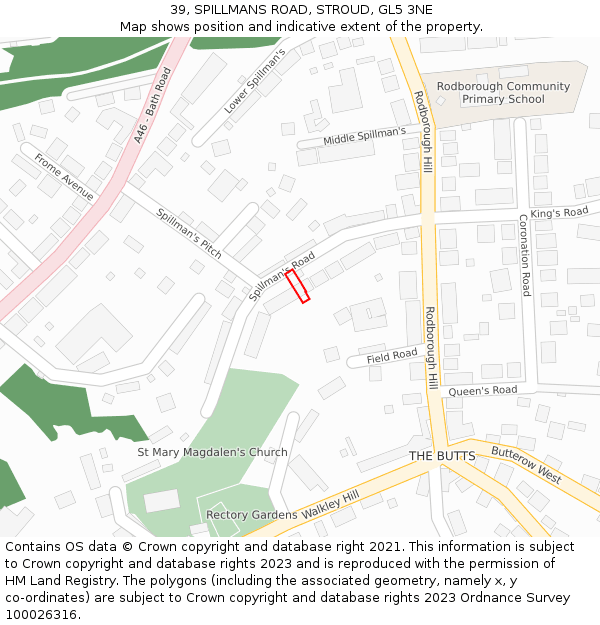 39, SPILLMANS ROAD, STROUD, GL5 3NE: Location map and indicative extent of plot