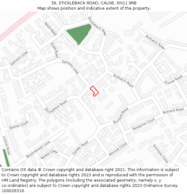 39, STICKLEBACK ROAD, CALNE, SN11 9RB: Location map and indicative extent of plot
