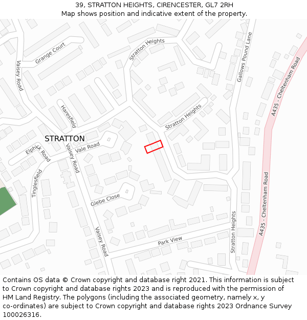 39, STRATTON HEIGHTS, CIRENCESTER, GL7 2RH: Location map and indicative extent of plot