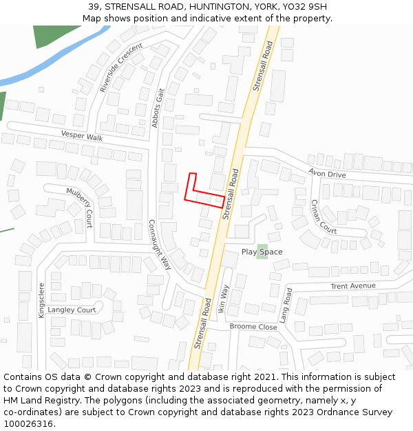 39, STRENSALL ROAD, HUNTINGTON, YORK, YO32 9SH: Location map and indicative extent of plot